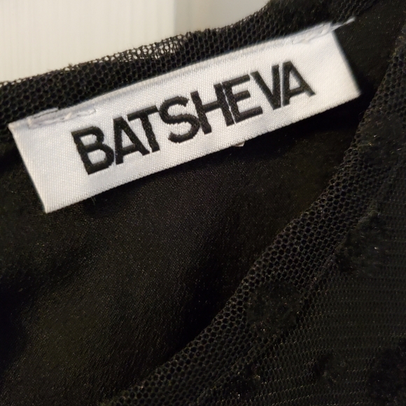 BATSHEVA black flocked tulle short sleeve dress, size 2 - Picture 13 of 13